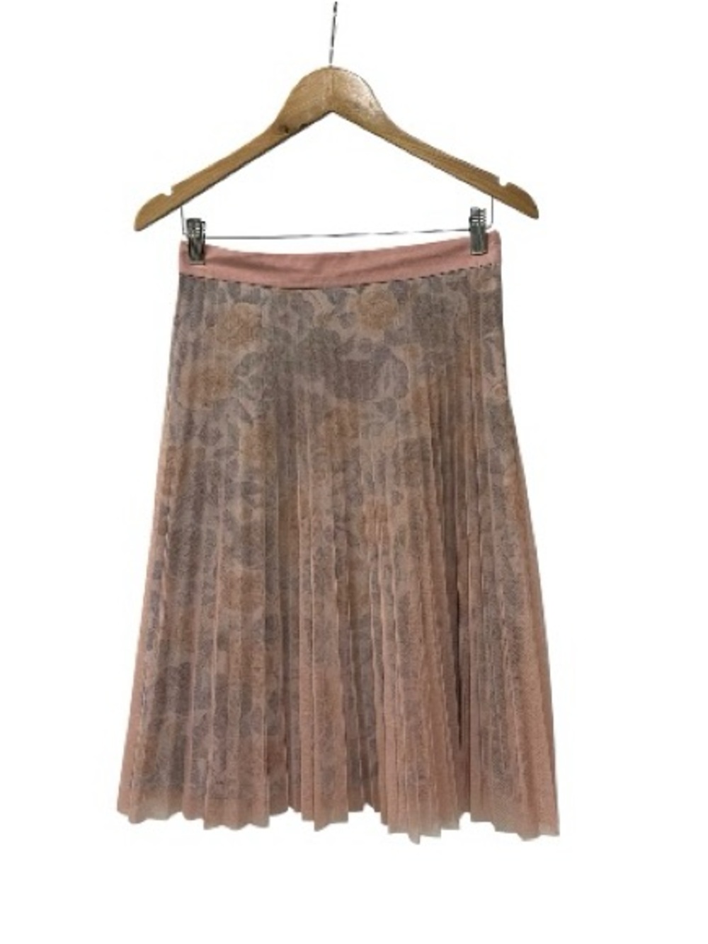 Burberry Pleated Floral Overlay Skirt Blush Pink US 6